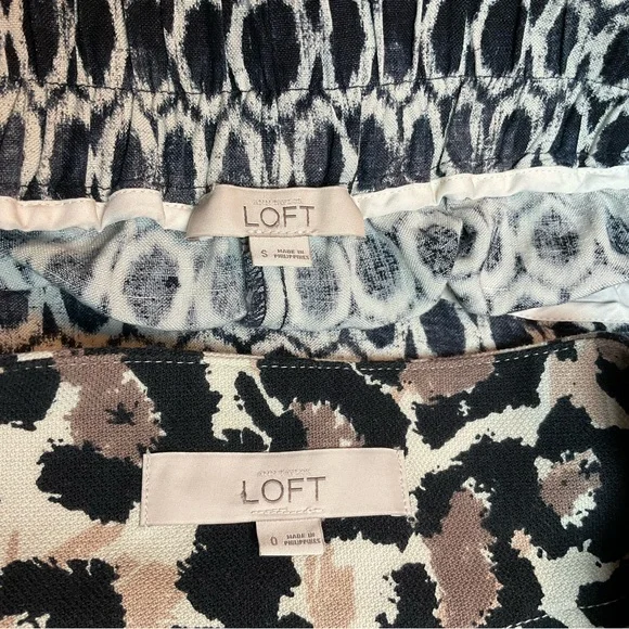 LOFT lot of 2 Leopard Print & Geometric Skirts - Linen and Cotton blends *Coupon - Picture 11 of 15